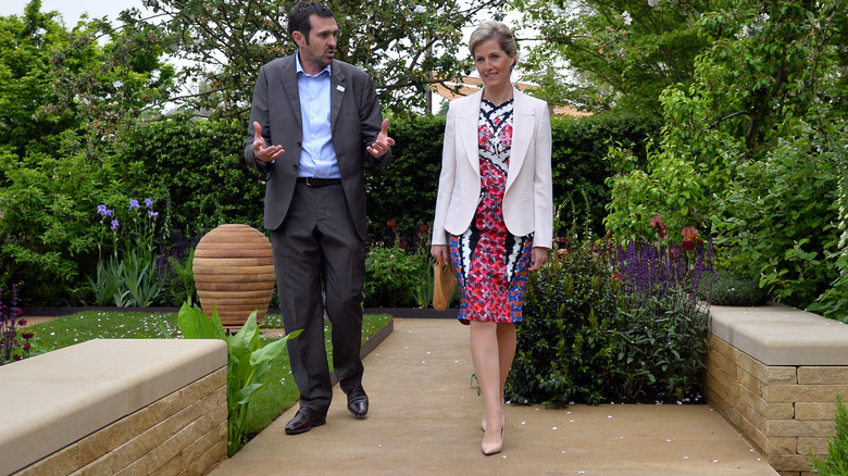 Countess of Wessex and Lady Louise walking