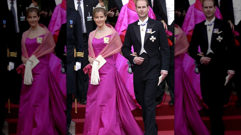 Duchess Sophie and Duke Edward walking in formal attire