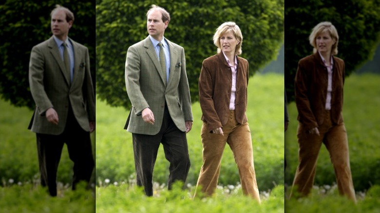 Prince Edward and Sophie walking outside