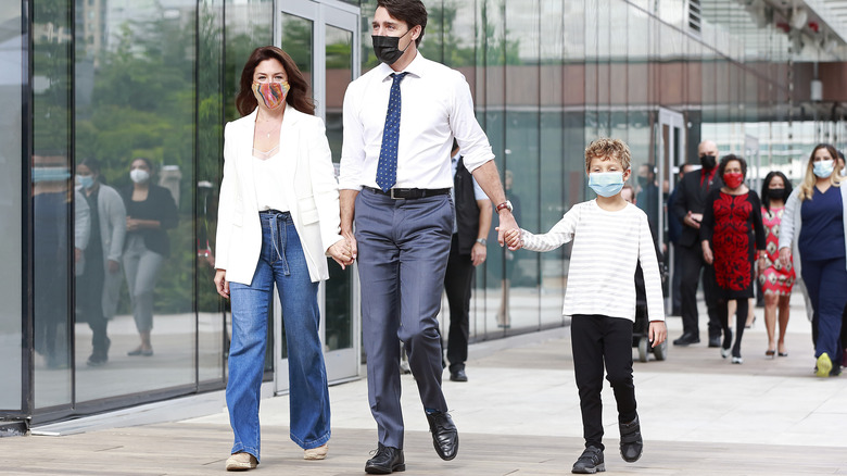 Sophie Grégoire Trudeau, Justin Trudeau, and their son