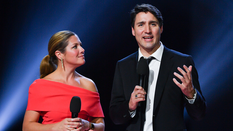 Justin and Sophie Trudeau on stage