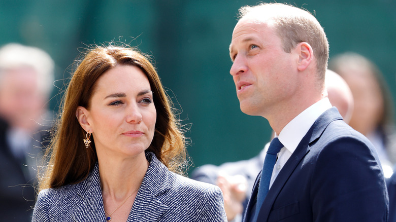 Kate Middleton looking at Prince William on tour