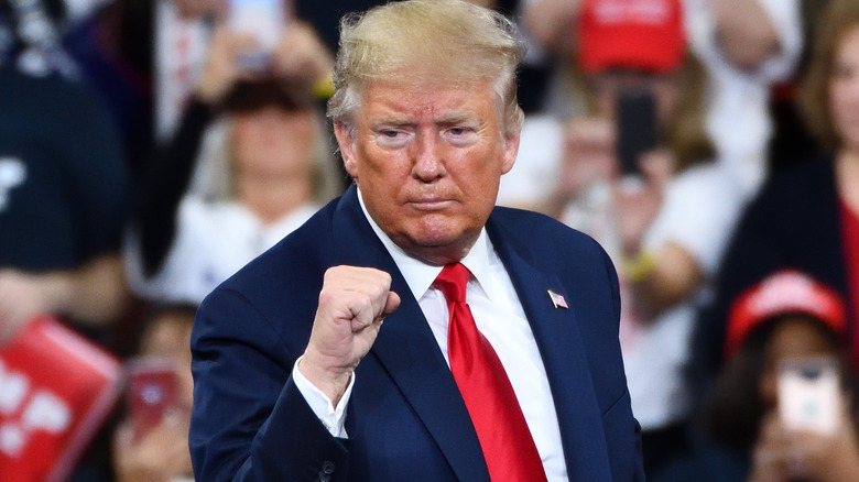 confident fist pump from Donald Trump