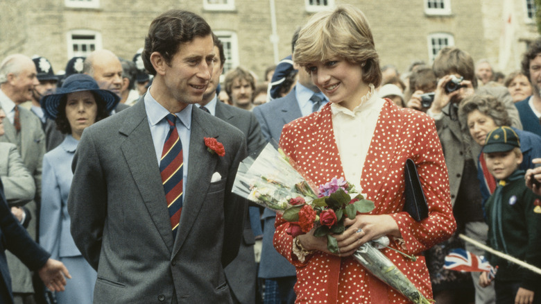 Young King Charles and Princess Diana in crowd