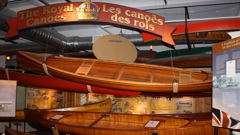 The royal canoe on display in museum