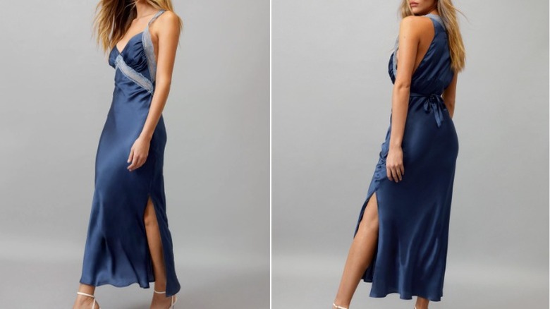 Nasty Gal blue slip dress