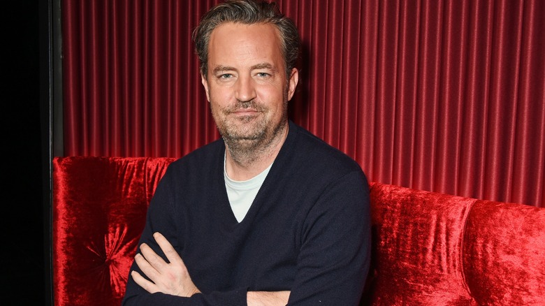 Matthew Perry posing for photos