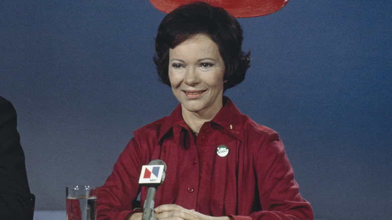 Rosalynn Carter at a press conference 