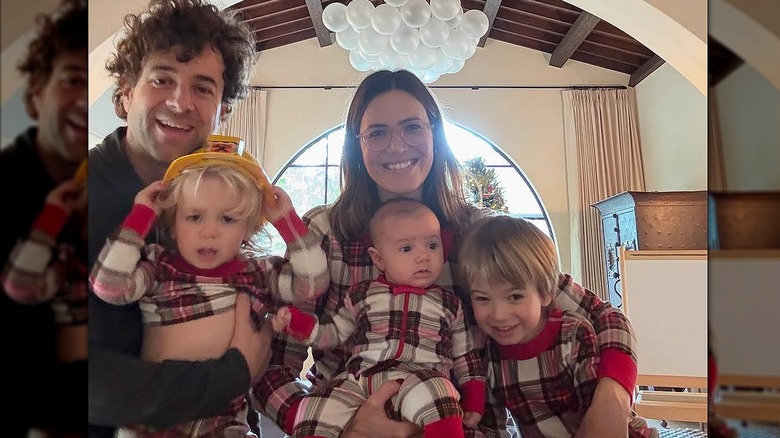 Mandy Moore with family Christmas pajamas