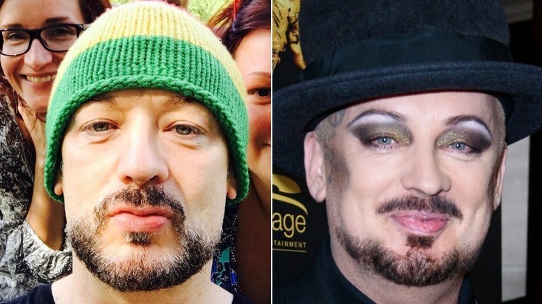 Boy George without and with makeup