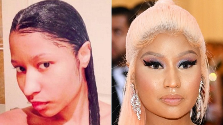 Nicki Minaj without and with makeup