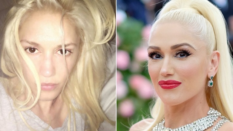 Gwen Stefani without and with makeup