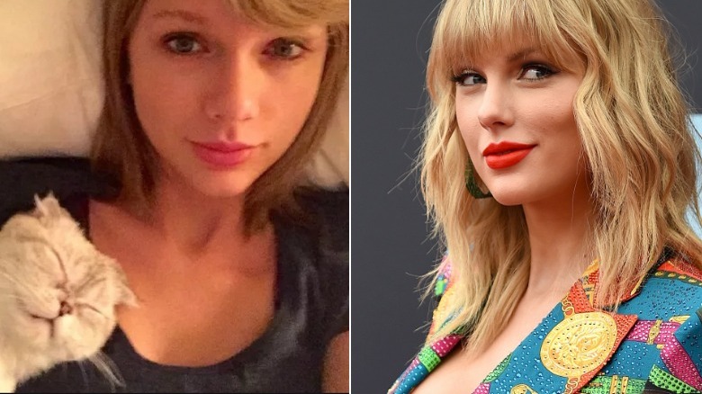 Taylor Swift without and with makeup