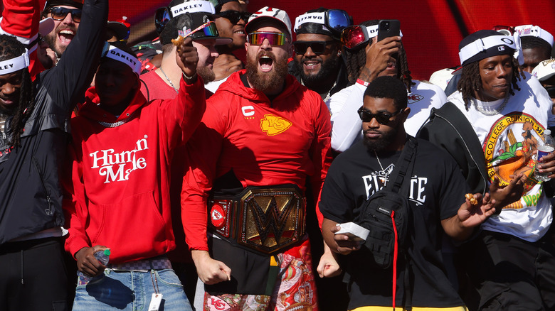 Travis Kelce at the Chiefs parade