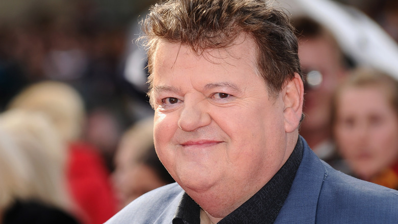 Robbie Coltrane looking at the camera