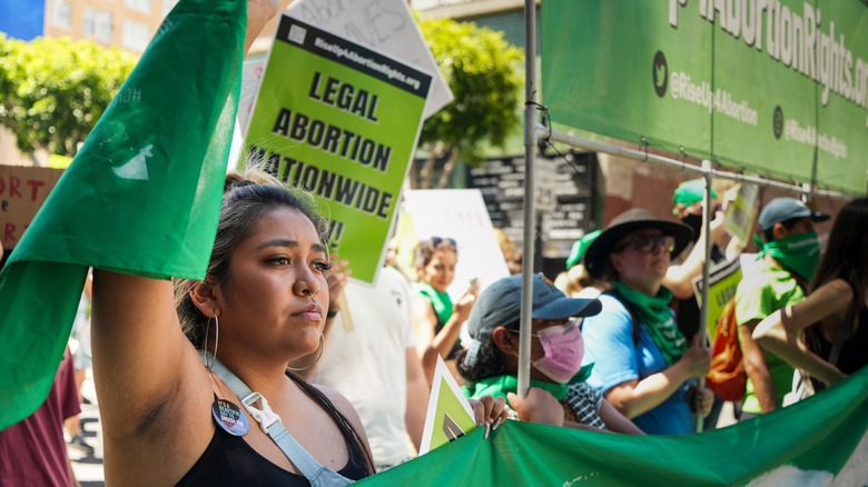 Women at an abortion protest 