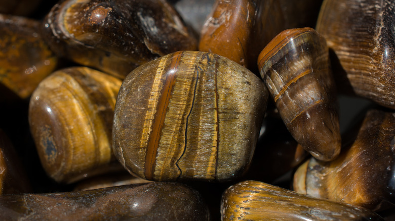 Tiger's eye stones close up