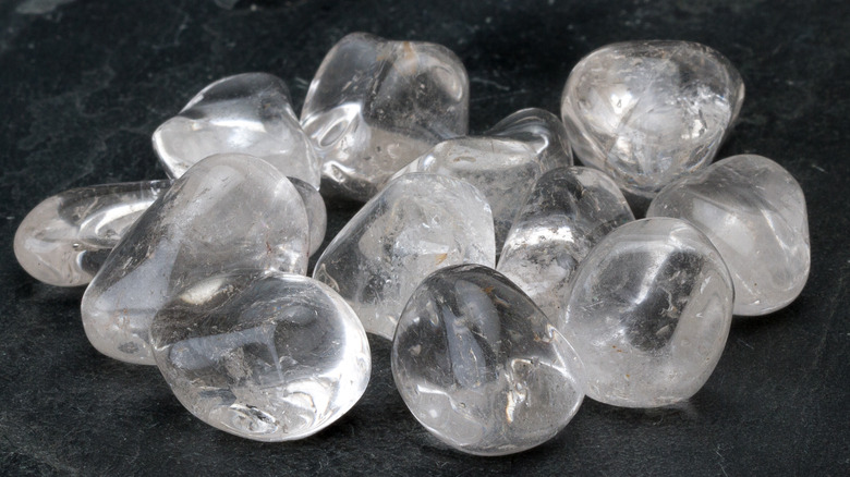 Clear Quartz tumbled stones. 