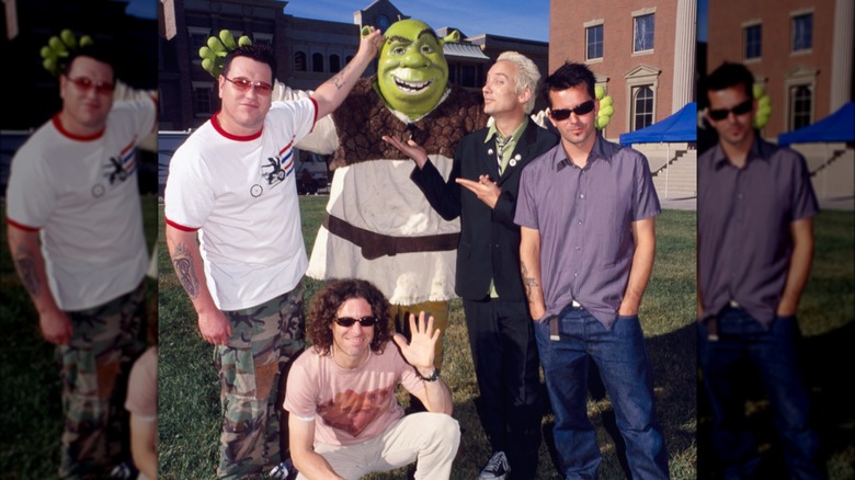 Smash Mouth posing with Shrek 