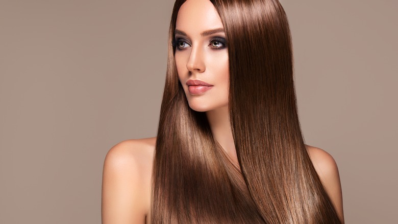 Woman with long straight hair