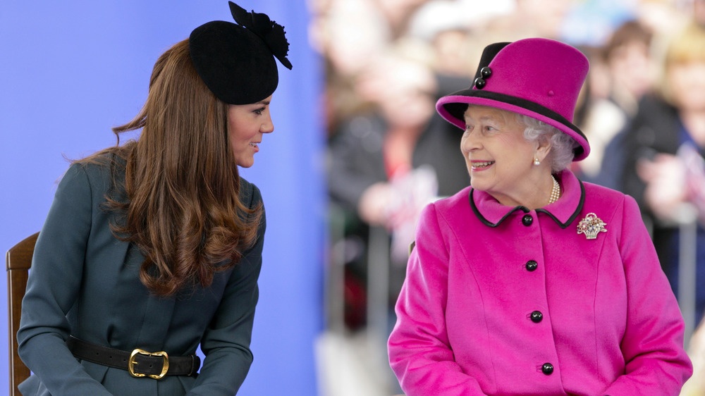 Kate Middleton and Queen Elizabeth chatting in 2012