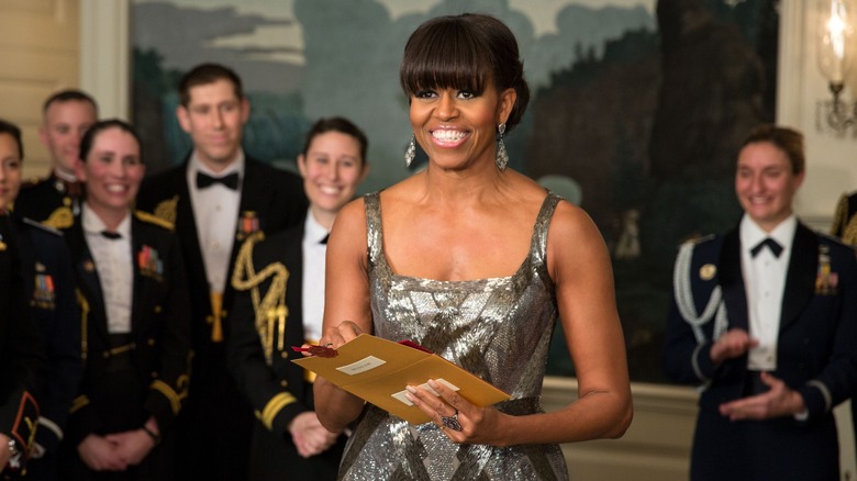 Michelle Obama in silver dress