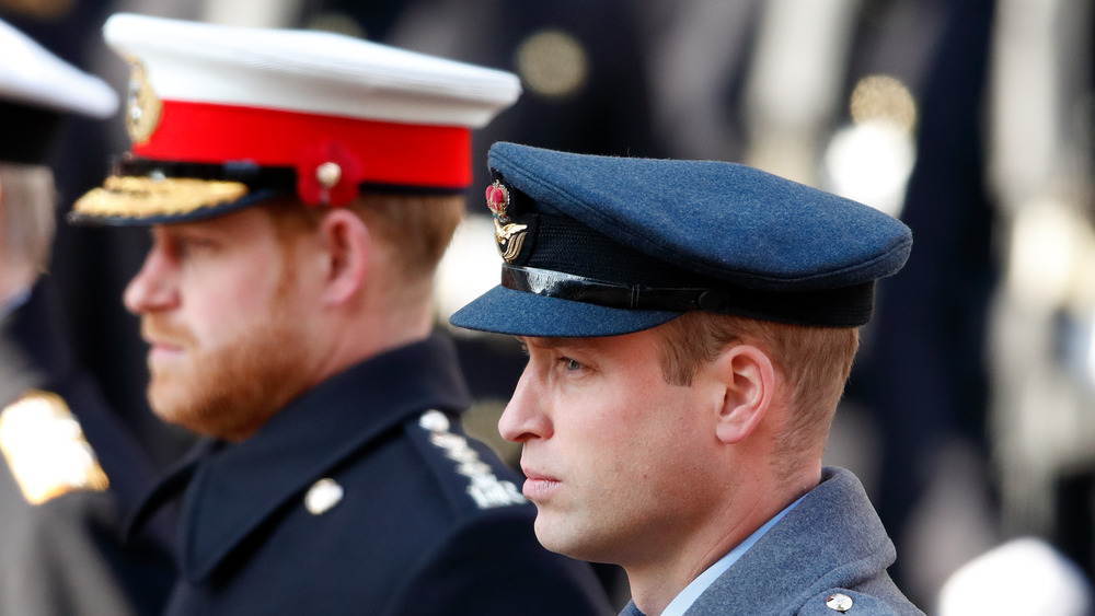 Prince William and Prince Harry at a memorial