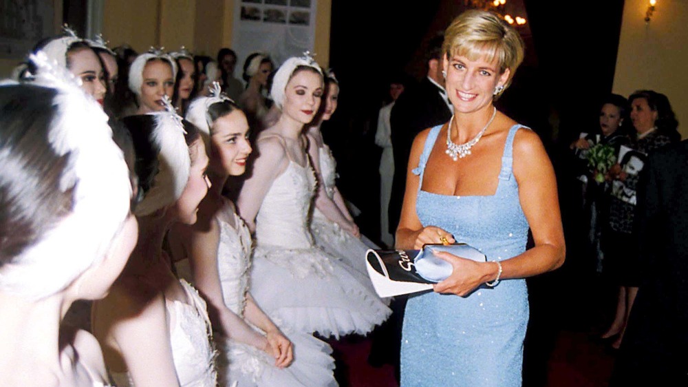 Princess Diana meeting a group of ballet dancers