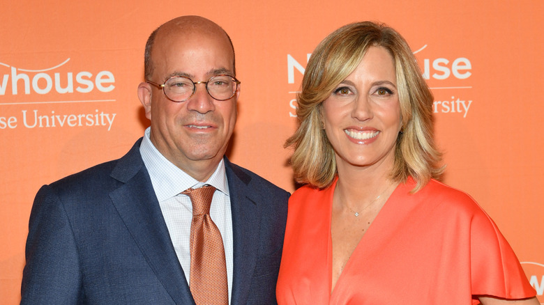 Jeff Zucker and Alyson Camerota together on the red carpet, standing close and smiling.