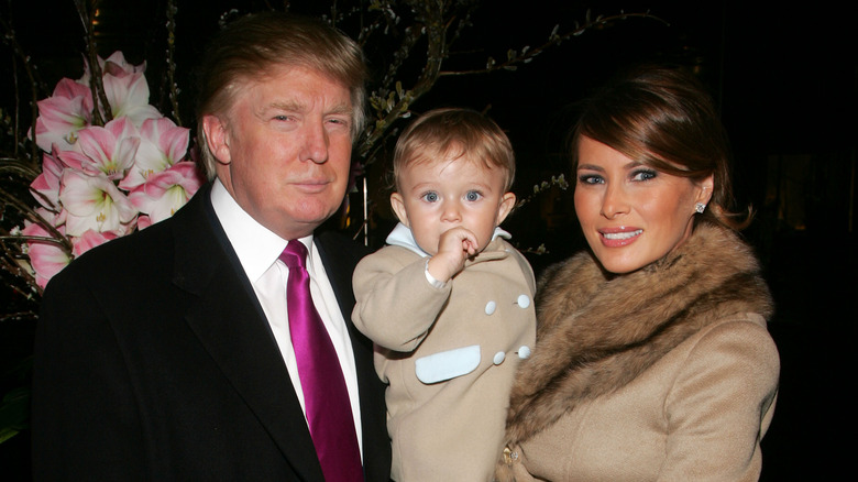 Donald Trump and Melania pose with baby Barron