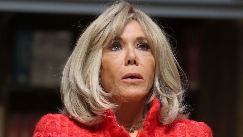 Brigitte Macron looking stressed 