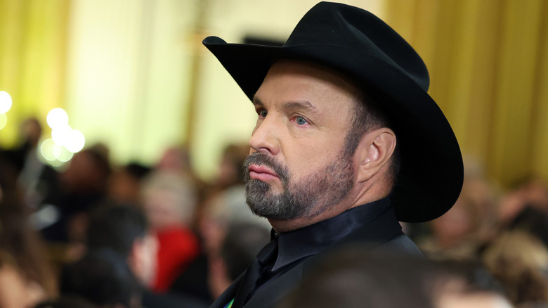 Garth Brooks looking serious