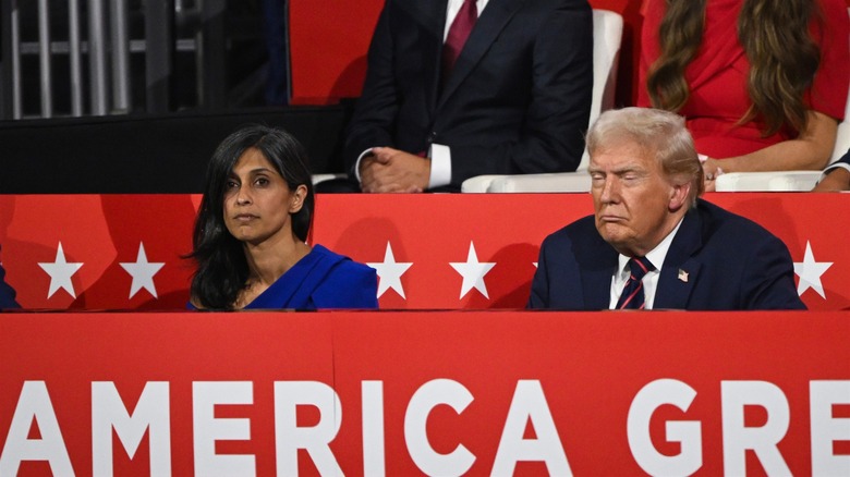 Usha Vance sitting near a sleeping Donald Trump at the RNC