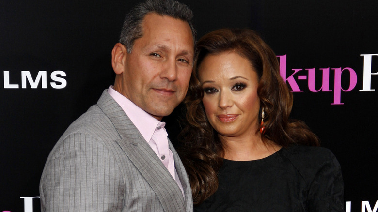 Leah Remini and Angelo Pagan smiling