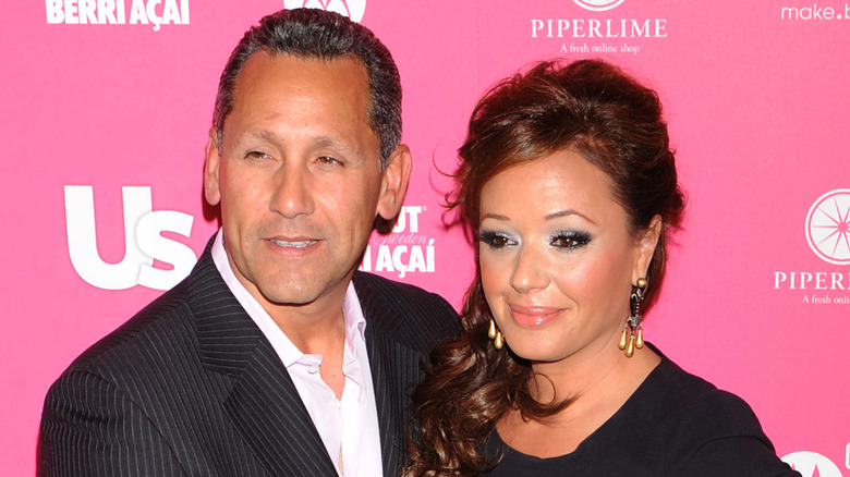 Leah Remini smiling with Angelo Pagan