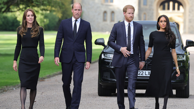 Prince William, Princess Catherine, Prince Harry and Meghan Markle at an event 