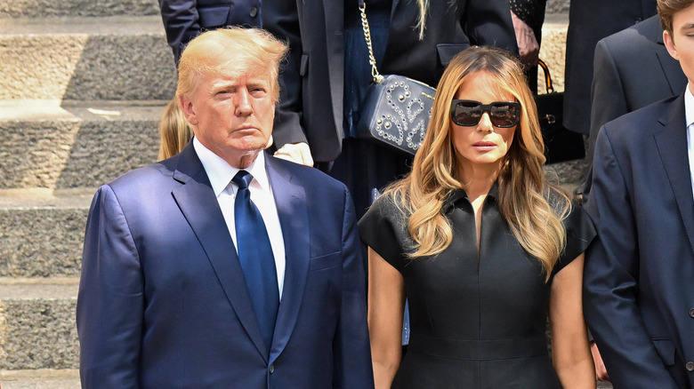 Donald and Melania Trump attending funeral