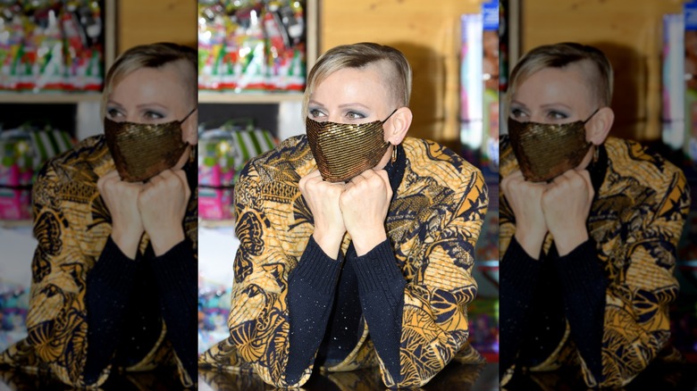 Princess Charlene's posing in face mask