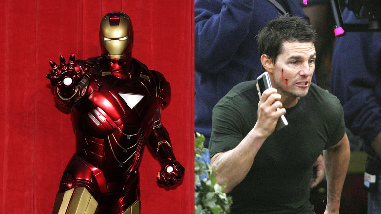 Iron Man and Tom Cruise side-by-side in action poses