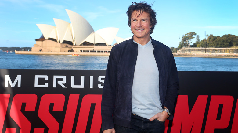 Tom Cruise smirking in Australia