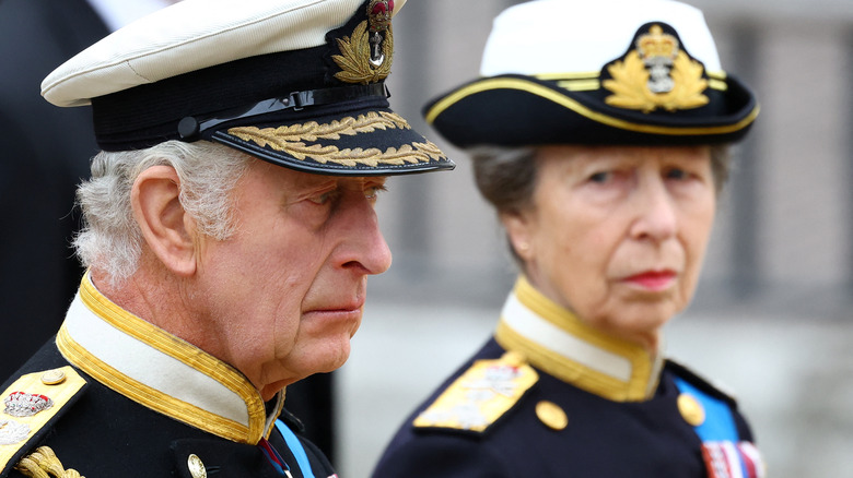 Princess Anne looking at King Charles