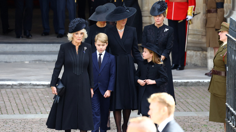 The royal family in black at the queen's funeral