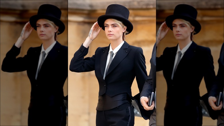 Cara Delevingne in tophat