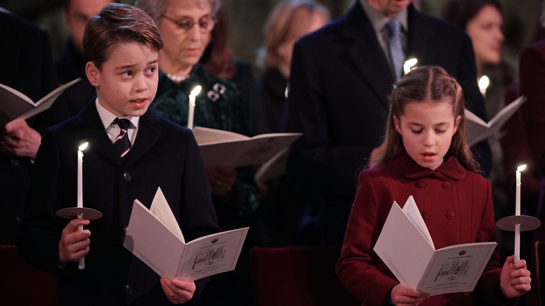 Prince George and Princess Charlotte at a Christmas service