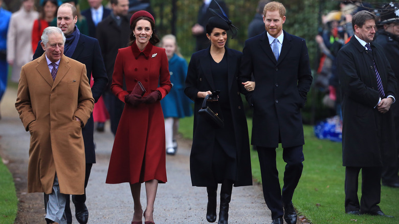 Members of the royal family making their way to church