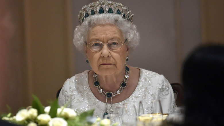 Queen Elizabeth at a dinner