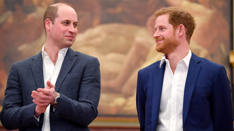 Prince William and Prince Harry share glance