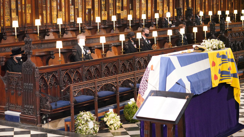 Queen Elizabeth's coffin lying in state 