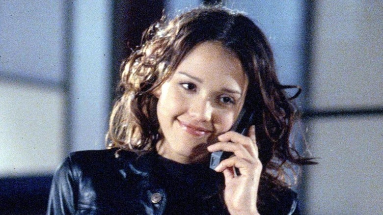 Jessica Alba smiling on the phone