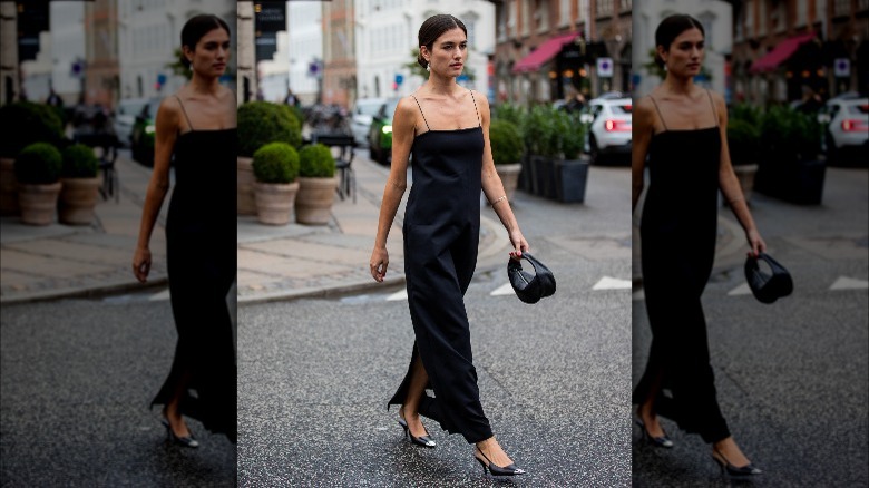 Woman wearing classy maxi dress